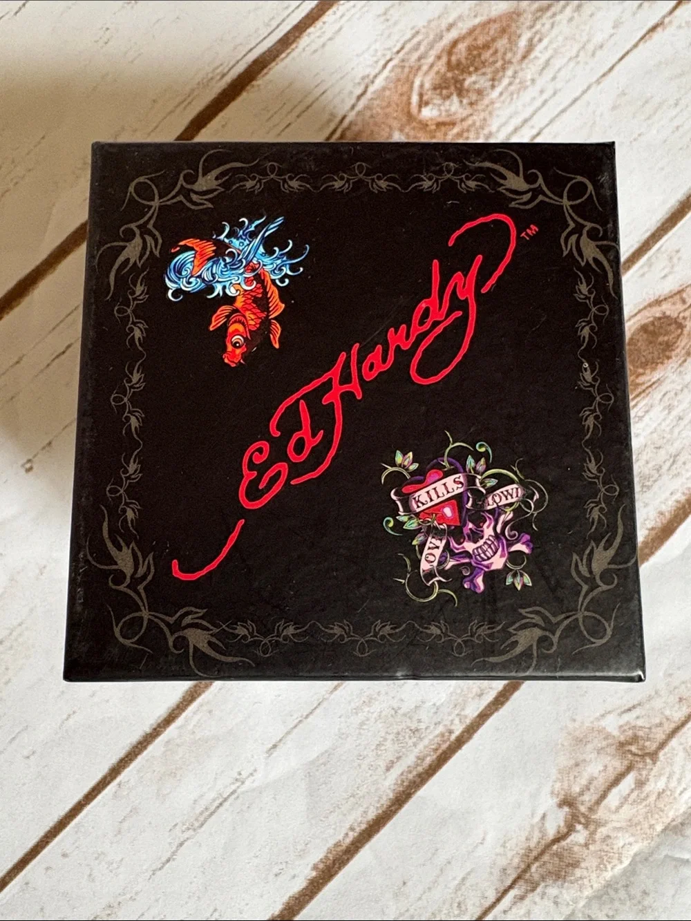 Ed Hardy Money Clip Death & GloryBlack in Original Box with Colorful Tattoo Art